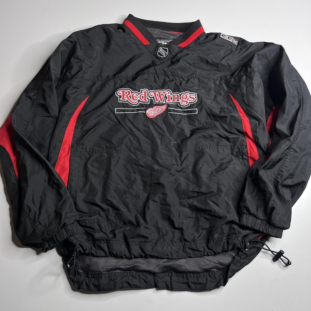 Detroit‎ Red Wings Jacket Boys XL Black NHL Hockey CCM Pullover V Neck Youth
